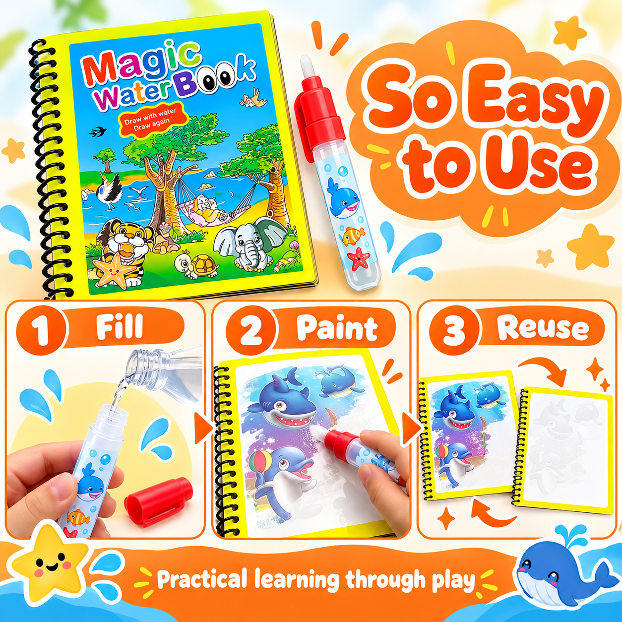 Reusable Magic Water Painting ( Complete Book Set )