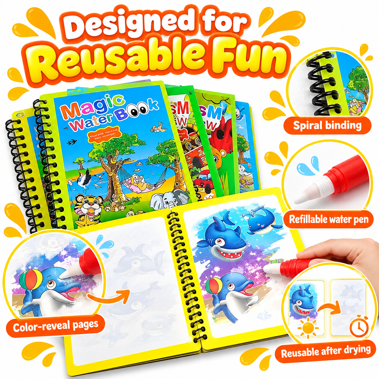 Reusable Magic Water Painting ( Complete Book Set )