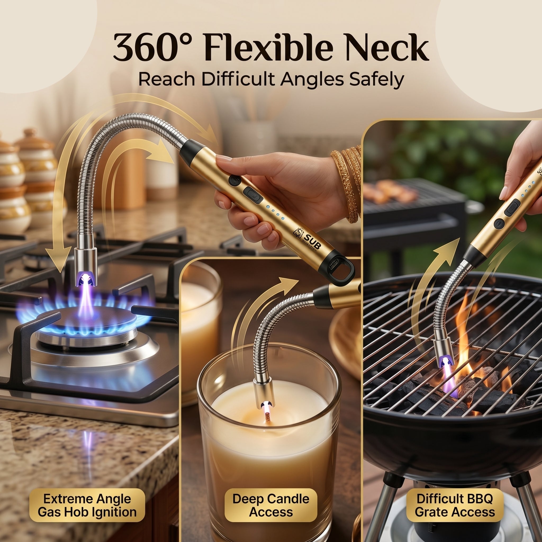 USB Rechargeable Electric Gas Lighter – Flameless Kitchen Stove Igniter