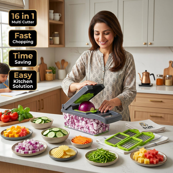 16-in-1  Multifunctional Kitchen Vegetable & Fruit Cutter Chopper & Slicer