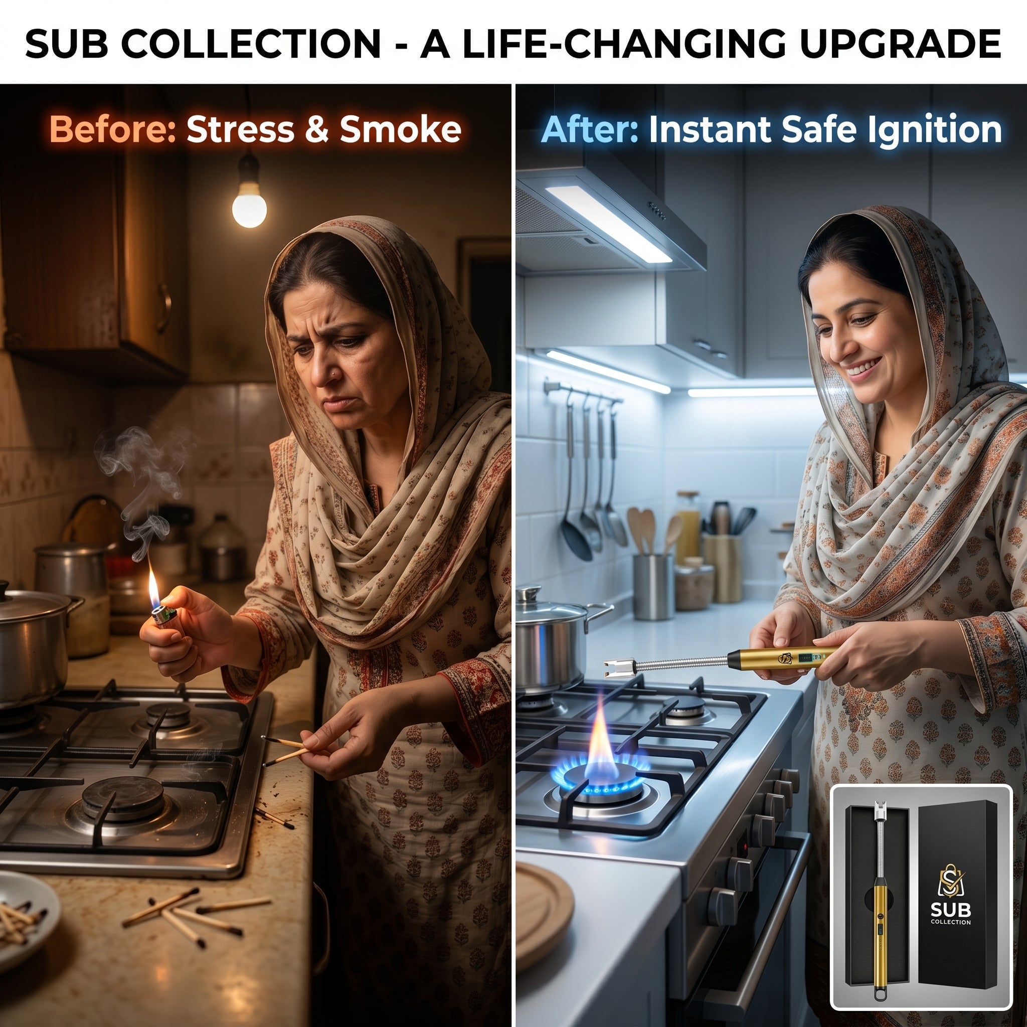 USB Rechargeable Electric Gas Lighter – Flameless Kitchen Stove Igniter