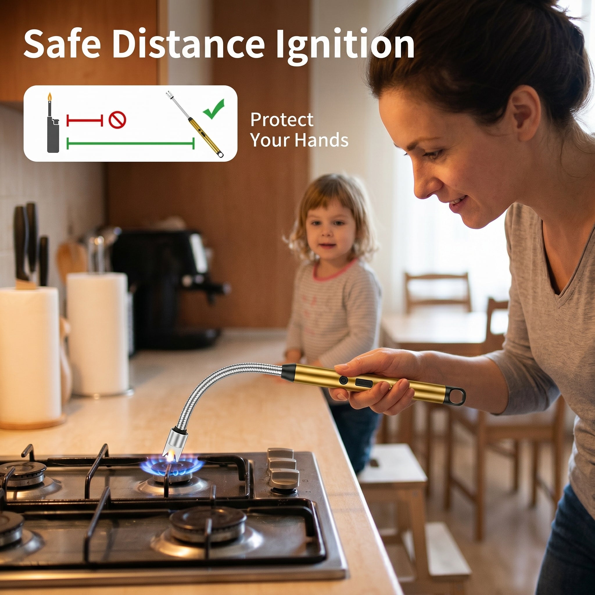 USB Rechargeable Electric Gas Lighter – Flameless Kitchen Stove Igniter