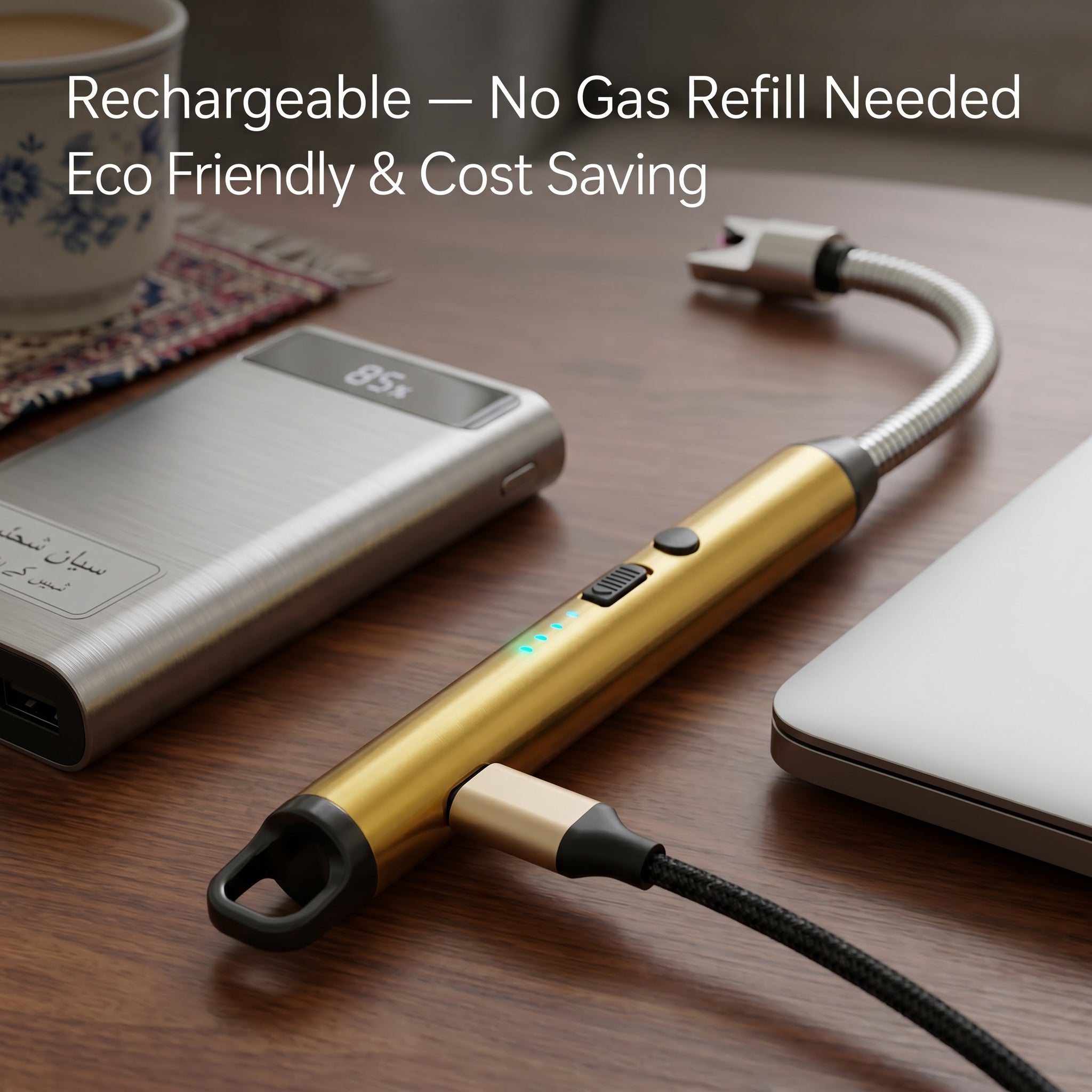 USB Rechargeable Electric Gas Lighter – Flameless Kitchen Stove Igniter